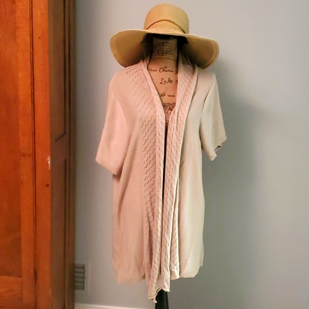 Lane Bryant Tan short sleeve cardigan